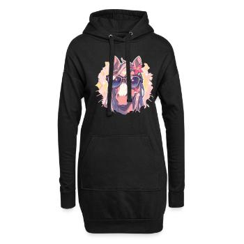 Lunettes de soleil Licorne - Sweat-shirt à capuche long Femme - noir - Devant