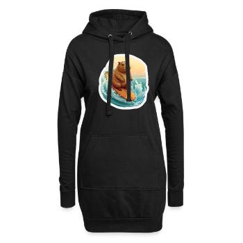 Capybara Surfeur - Sweat-shirt à capuche long Femme - noir - Devant