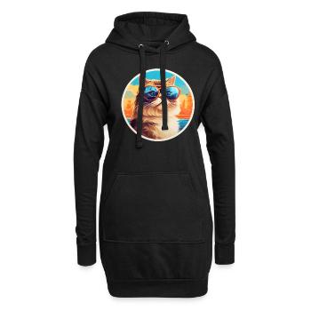 Chat avec des lunettes de soleil - Sweat-shirt à capuche long Femme - noir - Devant