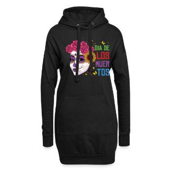 Colorfu Floral Dia Muertos Day Of Dead La Catrina - Hoodie-Kleid - Schwarz - Vorne