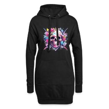 Crâne Crâne Crâne Squelette Os - Sweat-shirt à capuche long Femme - noir - Devant