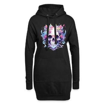 Crâne Crâne Crâne Squelette Os - Sweat-shirt à capuche long Femme - noir - Devant