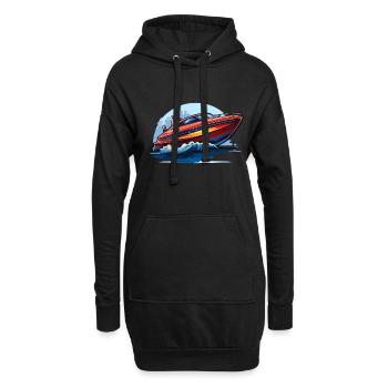 Motorboot - Hoodie-Kleid - Schwarz - Vorne