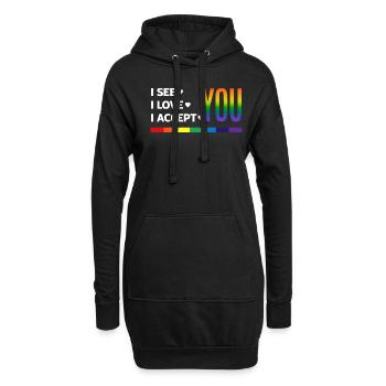 Fierté pour l’égalité des droits de la personne LGBTQ - Sweat-shirt à capuche long Femme - noir - Devant