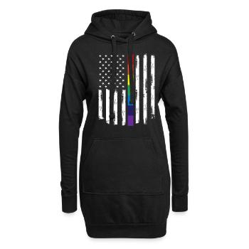 LGBTQ Regenbogen USA Amerika Fahne Geschenkidee - Hoodie-Kleid - Schwarz - Vorne