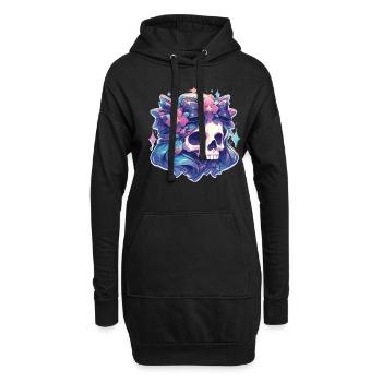 Totenkopf - Hoodie-Kleid - Schwarz - Vorne