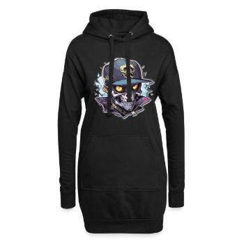 Totenkopf - Hoodie-Kleid - Schwarz - Vorne