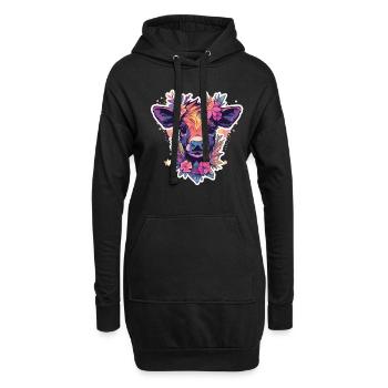Kuh Kuhkopf Kühne Landwirtschaft Kälbchen - Hoodie-Kleid - Schwarz - Vorne