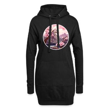 Cerisier en fleurs - Sweat-shirt à capuche long Femme - noir - Devant