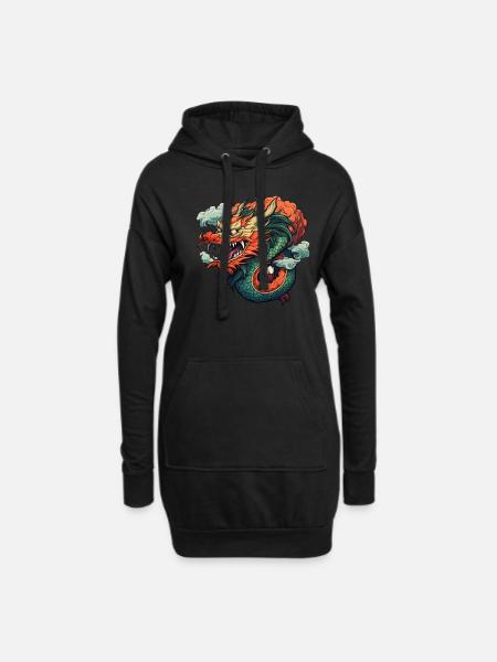 Chinesischer Drache - Hoodie-Kleid - Schwarz