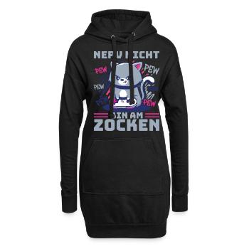 Gaming, Zocken, Videospiel, Grumpy Katze Gamer - Hoodie-Kleid - Schwarz - Vorne