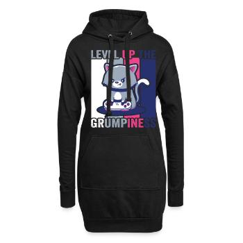 Gaming, Zocken, Videospiel, Grumpy Katze Gamer - Hoodie-Kleid - Schwarz - Vorne