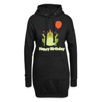 Hoppy Birthday Frosch Frösche Kinder - Hoodie-Kleid - Schwarz - Vorne