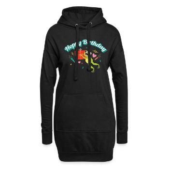 Hoppy Birthday Frosch Frösche Kinder - Hoodie-Kleid - Schwarz - Vorne