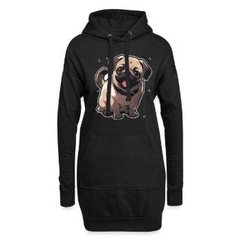 Mops Mops Hund Mops Sonnenbrille Mops Geschenk - Hoodie-Kleid - Schwarz - Vorne