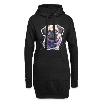 Mops Mops Hund Mops Geschenke Mops Liebhaber - Hoodie-Kleid - Schwarz - Vorne