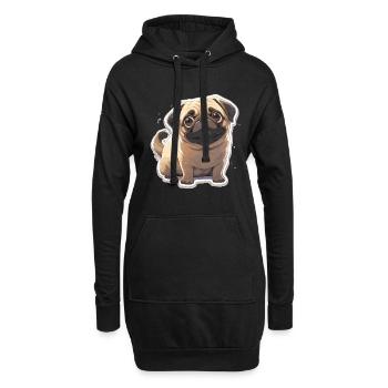 Mops Mops Hund Mops Geschenke Mops Liebhaber - Hoodie-Kleid - Schwarz - Vorne