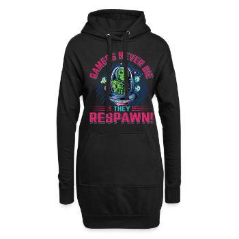 Gaming Alien Ufo Zocken, Videospiel, Einhorn Gamer - Hoodie-Kleid - Schwarz - Vorne