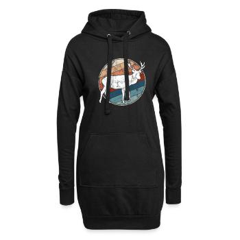 Cerf Rétro - Sweat-shirt à capuche long Femme - noir - Devant