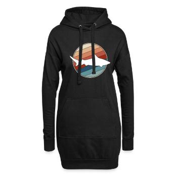 Requin rétro - Sweat-shirt à capuche long Femme - noir - Devant