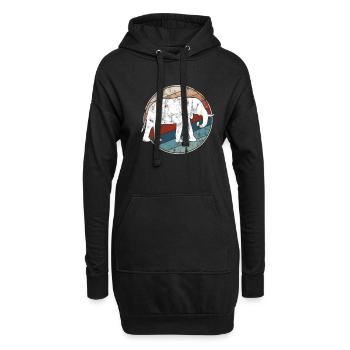 Elefant retro - Hoodie-Kleid - Schwarz - Vorne