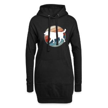 Hund Retro - Hoodie-Kleid - Schwarz - Vorne