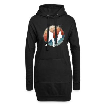 Angeln Retro - Hoodie-Kleid - Schwarz - Vorne
