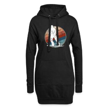 Snowboarding Retro - Hoodie-Kleid - Schwarz - Vorne