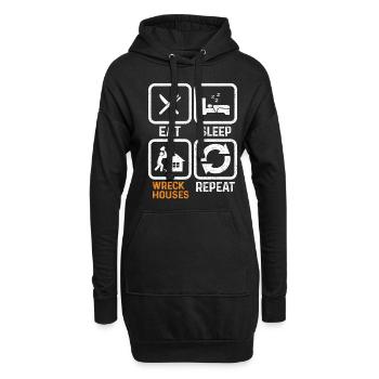 Lustiger Tag des Hausabrisses - Hoodie-Kleid - Schwarz - Vorne