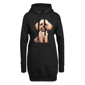 Tierliebhaber - Niedliche Tiergrafik - Hund - Hoodie-Kleid - Schwarz - Vorne