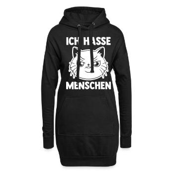 Ich Hasse Menschen Katze - Hoodie-Kleid - Schwarz - Vorne