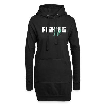 Angeln - Hoodie-Kleid - Schwarz - Vorne