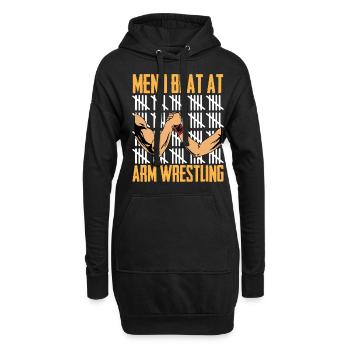 Lustige Männer, die ich beim Armdrücken besiegt ha - Hoodie-Kleid - Schwarz - Vorne