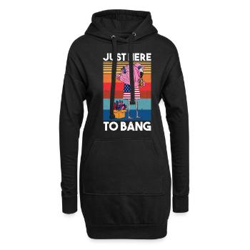 Just Here To Bang America Flamingo 4 juillet - Sweat-shirt à capuche long Femme - noir - Devant