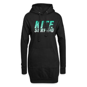 Kite surfen - Hoodie-Kleid - Schwarz - Vorne
