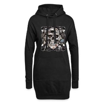 Totenkopf Totenschädel Skulls Skull - Hoodie-Kleid - Schwarz - Vorne