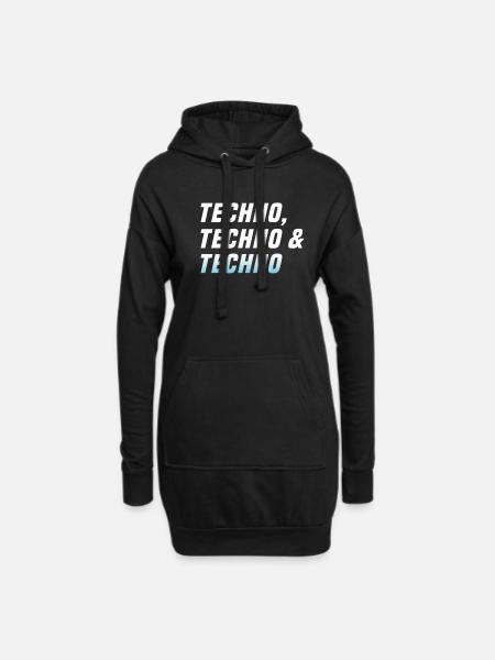Techno Techno Techno - Hoodie-Kleid - Schwarz