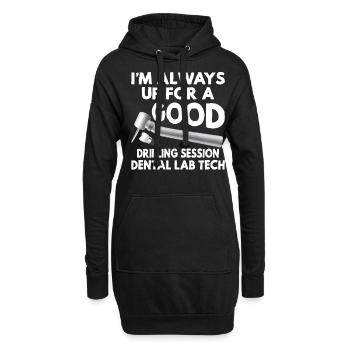 Funny Drilling Session Dentallabortechniker - Hoodie-Kleid - Schwarz - Vorne