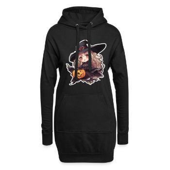 Sorcière d’Halloween - Sweat-shirt à capuche long Femme - noir - Devant
