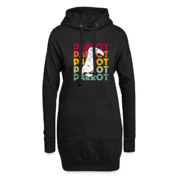 Papagei Retro - Hoodie-Kleid - Schwarz - Vorne