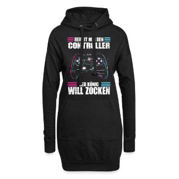 Reichet mir den Controller König will zocken - Hoodie-Kleid - Schwarz - Vorne