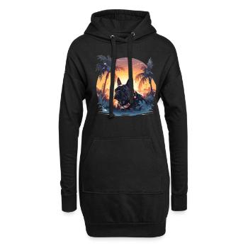 Bulldog français - Sweat-shirt à capuche long Femme - noir - Devant