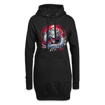 Asiatisch Drache Anime Japanisch Meer Wellen - Hoodie-Kleid - Schwarz - Vorne