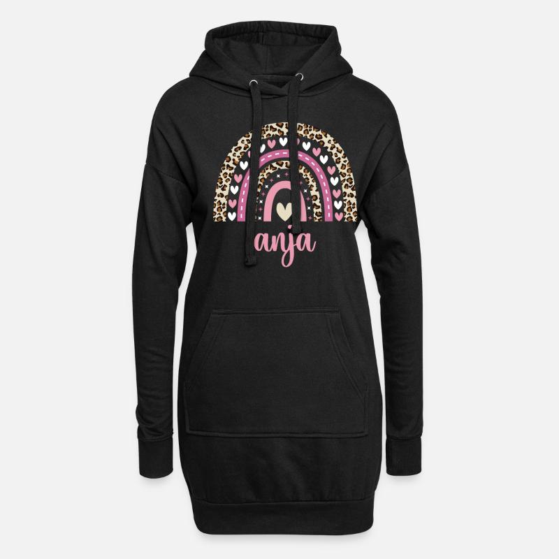 Anja Regenbogen Name Geburtstag Anja - Hoodie-Kleid - Schwarz