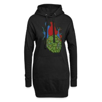 Hopfen Herz Bier Brauerei Hobbybrauer - Hoodie-Kleid - Schwarz - Vorne