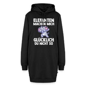 Elefant Elefanten - Hoodie-Kleid - Schwarz - Vorne