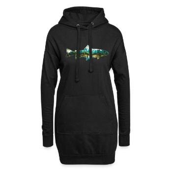 Pêche à la mouche de la truite : l’amour rétro pour le - Sweat-shirt à capuche long Femme - noir - Devant