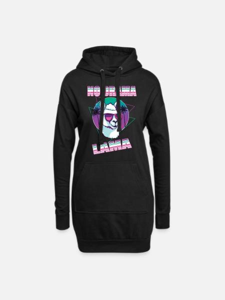 NO Drama Lama - Hoodie-Kleid - Schwarz