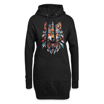 Fuchs Spirit Krafttier der Indianer - Hoodie-Kleid - Schwarz - Vorne