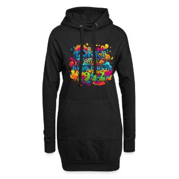 Funky Birthday: Novembre 1972 - Psychadelic - Sweat-shirt à capuche long Femme - noir - Devant